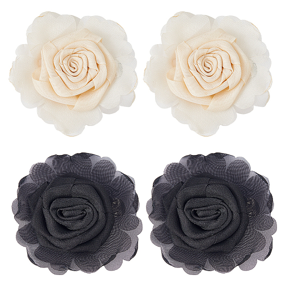 4 шт. 2 цветные шифоновые и железные подвески для обуви, цветок, платина