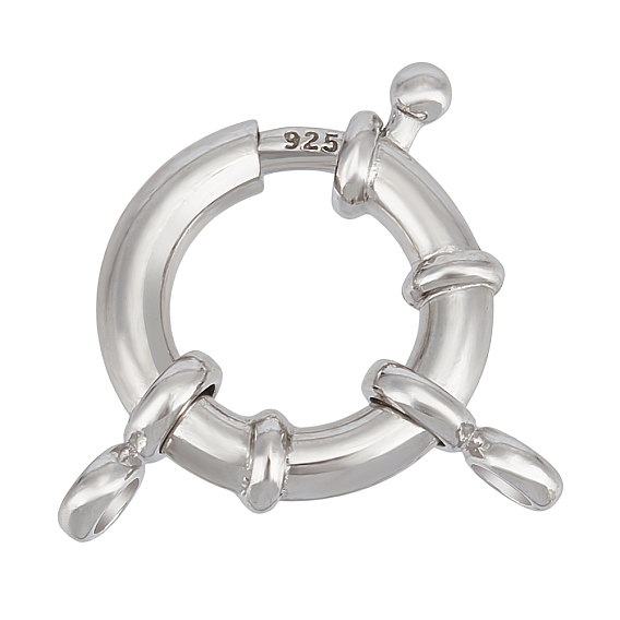 1Pc 925 Sterling Silver Spring Ring Clasps, with 1Pc Suede Fabric Square Silver Polishing Cloth