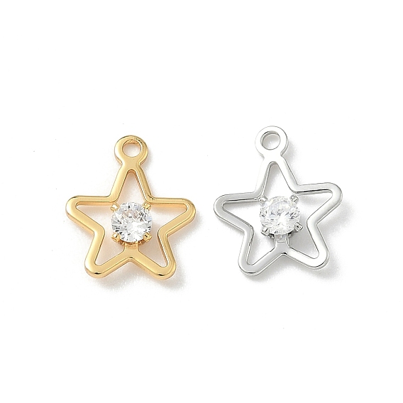 Латунные микро проложить кубического циркония подвески, звезды прелести, без никеля 