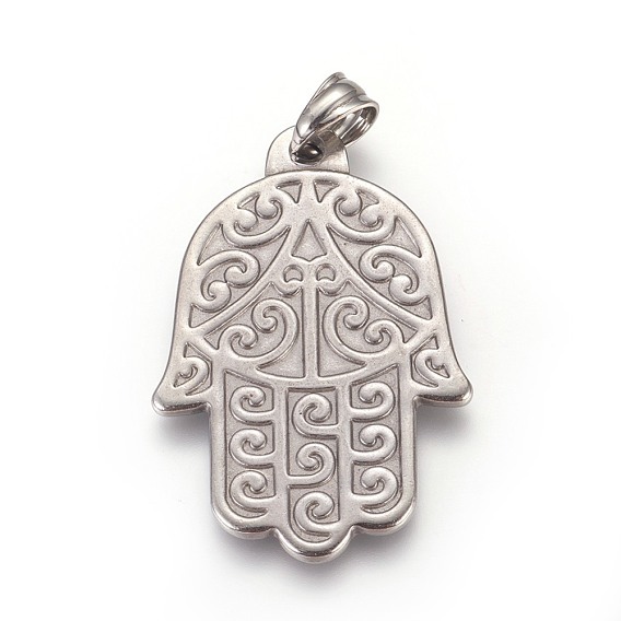 Pendentifs en acier inoxydable, hamsa main / main de fatima / main de miriam
