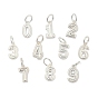 Серия цифр 925 подвески из стерлингового серебра, с 925 штампами и кольцами для прыжков, серебряный цвет гальваническим
