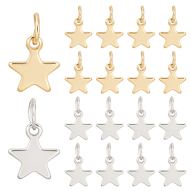 60 шт 2 цвета 304 подвески из нержавеющей стали, с прыжковых колец, звезда