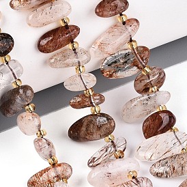 Нити бусин из рутилированного кварца из натурального черного золота, самородки, Топ пробуренной, упавший камень, с бисером