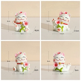 Cute Resin Lucky Cat Figurines, for Home Office Desktop Decoration