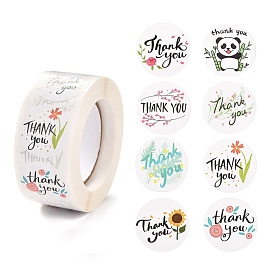1 Inch Thank You Theme, 1 Inch Self-Adhesive Stickers, Roll Sticker, Flat Round, for Party Decorative Presents