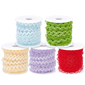 40м 5 цвета нейлоновый шнурок эластичная лента, с пустыми пластиковыми катушками 5шт.