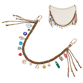 1шнурок из полиэстера с плетеным шнуром для запястья, со сплавочной фурнитурой, смолой и горный хрусталь, для сумки, украшения мобильного телефона