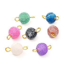 Natural Weathered Agate Beads Link Connectors, with Golden Iron Findings, Round