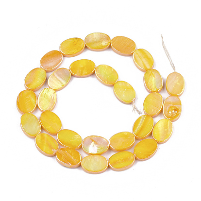 Freshwater Shell Beads Strands, AB Color, Dyed, Oval