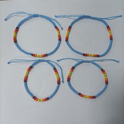 Juego de pulseras y tobilleras con cuentas trenzadas de latón y semillas de vidrio estilo 4 piezas 4, joyas de amistad para mujeres