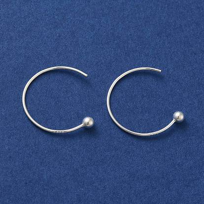 925 Sterling Silver Earring Hooks, Balloon Ear Wire, with S925 Stamp