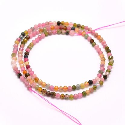 Natural Tourmaline Beads Strands, Grade AA, Faceted, Round