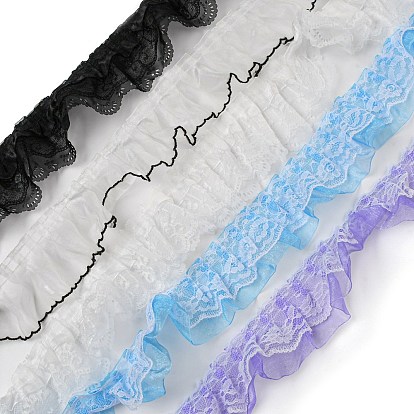 2m plissiertes Polyester-Blumenspitzenband, für Bekleidungszubehör