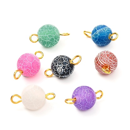 Natural Weathered Agate Beads Link Connectors, with Golden Iron Findings, Round