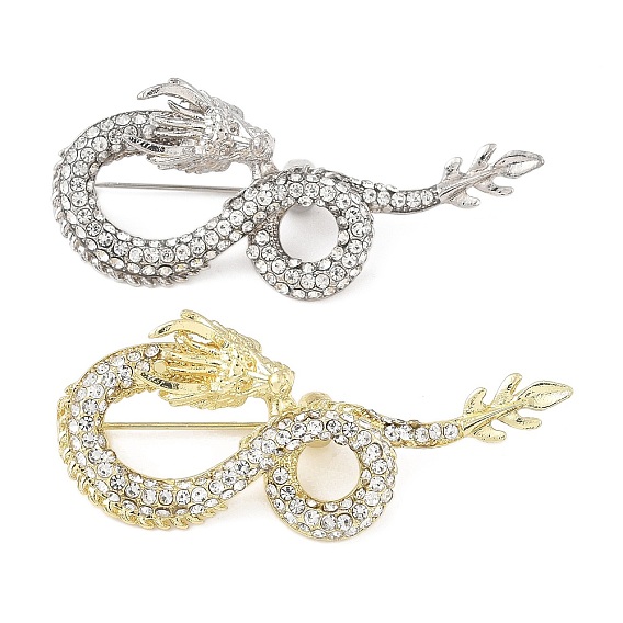 Броши из сплава кристаллов и страз, дракон