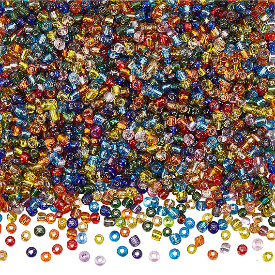 200G Glass Seed Beads, Silver Lined Round Hole, Round Small Beads