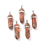 Synthetic Imperial Jasper Double Terminated Pointed Pendants, with Alloy Findings, Bullet