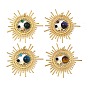 Natural Gemstone & Glass Pendants, Sunburst Charm, with Brass Fingding & 304 Stainless Steel Open Jump Rings