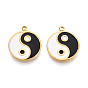 304 подвески из нержавеющей стали, с эмалью, плоский круг с амулетами инь-ян, ионное покрытие (ip)