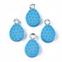 Handmade Polymer Clay Charms, with Platinum Tone Iron Loop, Easter Egg
