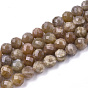 Natural Sunstone Beads Strands, Faceted, Round