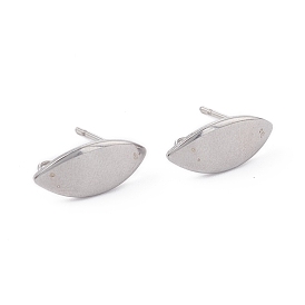 304 Stainless Steel Stud Earring Findings, with Loop, Leaf
