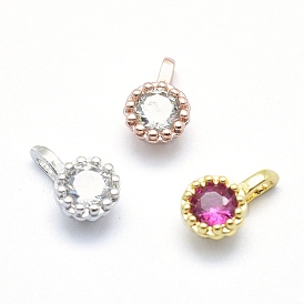 Brass Charms, with Cubic Zirconia, Cadmium Free & Nickel Free & Lead Free, Diamond