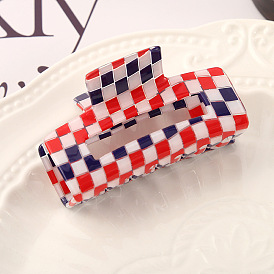 Checkered Cellulose Acetate Large Claw Hair Clips, for Women Girls Thick Hair, Rectangle