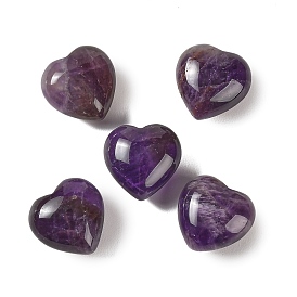 Natural Amethyst Heart Love Stone, Healing Pocket Palm Stone for Reiki Balancing