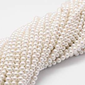 Natural Shell Pearl Beads Strands, Grade A, Polished, Round