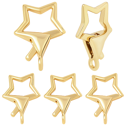 6шт латунные застежки-лобстеры, без никеля , звезда
