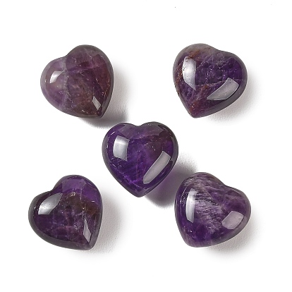 Natural Amethyst Heart Love Stone, Healing Pocket Palm Stone for Reiki Balancing