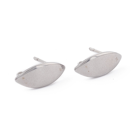 304 Stainless Steel Stud Earring Findings, with Loop, Leaf