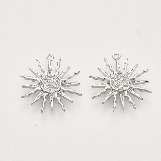 Кулоны солнечного затмения из латуни с прозрачным фианитом и прозрачным фианитом, без никеля , солнце