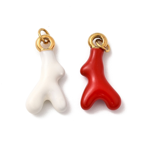 304 нержавеющей стальной эмали подвески, подвески из коралловых веток, с целью перехода в кольце, ионное покрытие (ip), реальный 18 k позолоченный