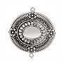 Antique Silver Plated Oval Alloy Cat Eye Links, 53x49.5x7mm, Hole: 2mm