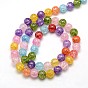 Synthetic Crackle Quartz Round Beads Strands, Dyed