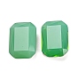 Glass Cabochons, Back Plated, Faceted, Rectangle