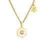304 Collares con colgante de flor de acero inoxidable esmaltado para mujer
