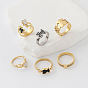 304 Stainless Steel Rhinestone Finger Rings for Women, Heart, with Enamel