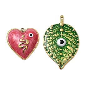 304 прелести нержавеющей стали, злые глаза, с эмалью, ионное покрытие (ip), реальный 18 k позолоченный