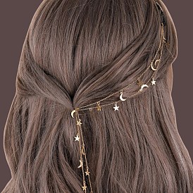 Alloy Tassels Snap Hair Clips, Hair Accessories for Women & Girls, Moon Star DIY Hair Ornaments