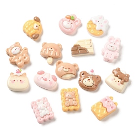 Opaque Resin Decoden Cabochons, Animal Good, Biscuits & Chocolate & Bread, Mixed Shapes