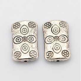 Tibetan Style Alloy Beads, Lead Free & Cadmium Free, Rectangle, about 22.5mm long, 13mm wide, 5mm thick, hole: 1.5mm