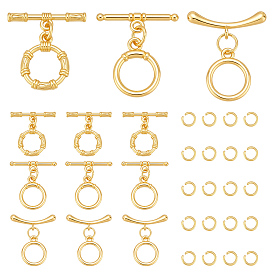 12шт. 3 стили латунные застежки-тоглы, долговечный, кольцо, с 12шт 304 открытыми соединительными кольцами из нержавеющей стали