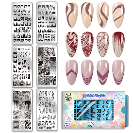 Шаблоны для нейл-арта своими руками из нержавеющей стали, шаблонный инструмент, прямоугольные