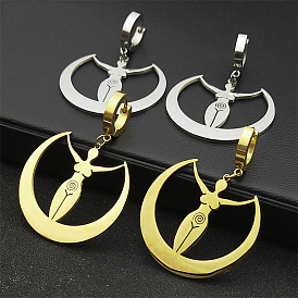 304 Stainless Steel Mythology Moon Goddess Amulet Hoop Earrings for Women