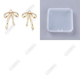 16 pcs laiton micro pavé pendentifs en zircone cubique claire, sans nickel, bowknot