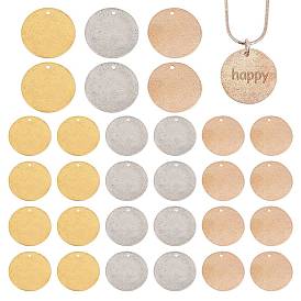 30 шт. 3 цвета вакуумное покрытие pvd 304 текстурированные подвески из нержавеющей стали, плоско-круглые