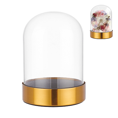 Glass Dome Cover, Decorative Display Case, Cloche Bell Jar Terrarium with 304 Stainless Steel Base, for DIY Preserved Flower Gift